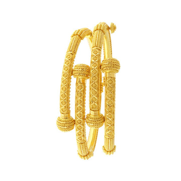 22ct Gold Traditional Filigree Pipe Kara Bangles (Pair) (Openable) - PB21537 - Prestige Stones