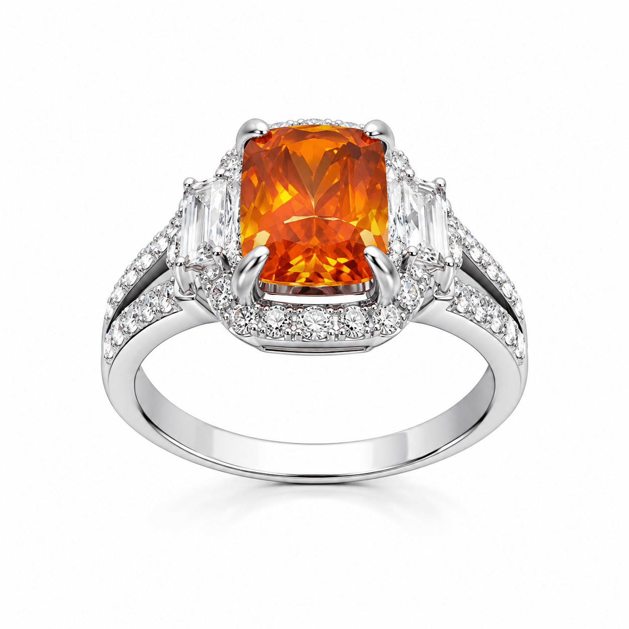 2.86ct Natural Spessartite Garnet Ring – Coke Orange Unheated Sri Lankan Gemstone in Sterling Silver - Prestige Stones