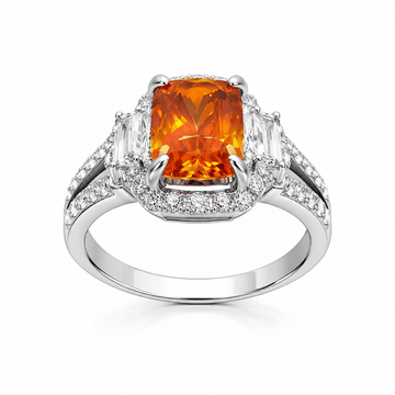 2.86ct Natural Spessartite Garnet Ring – Coke Orange Unheated Sri Lankan Gemstone in Sterling Silver - Prestige Stones