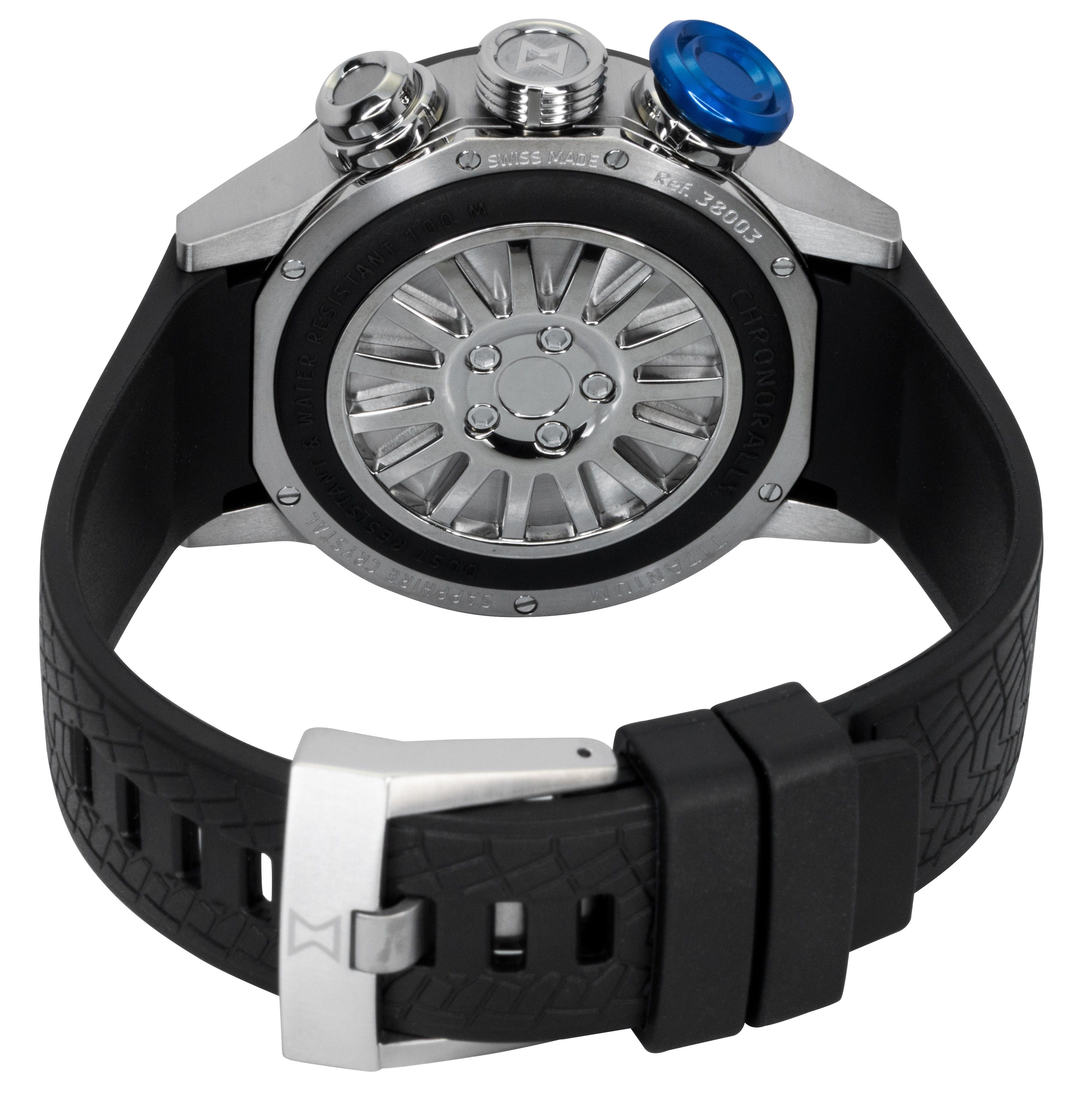 Edox Chronorally Chronograph Rubber Strap Grey Dial Quartz 38003-TINBU-GNBU 100M Men's Watch