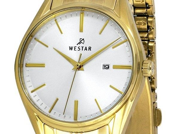 Westar Profile Gold Tone Stainless Steel White Dial Quartz 40210GPN107 Women's Watch