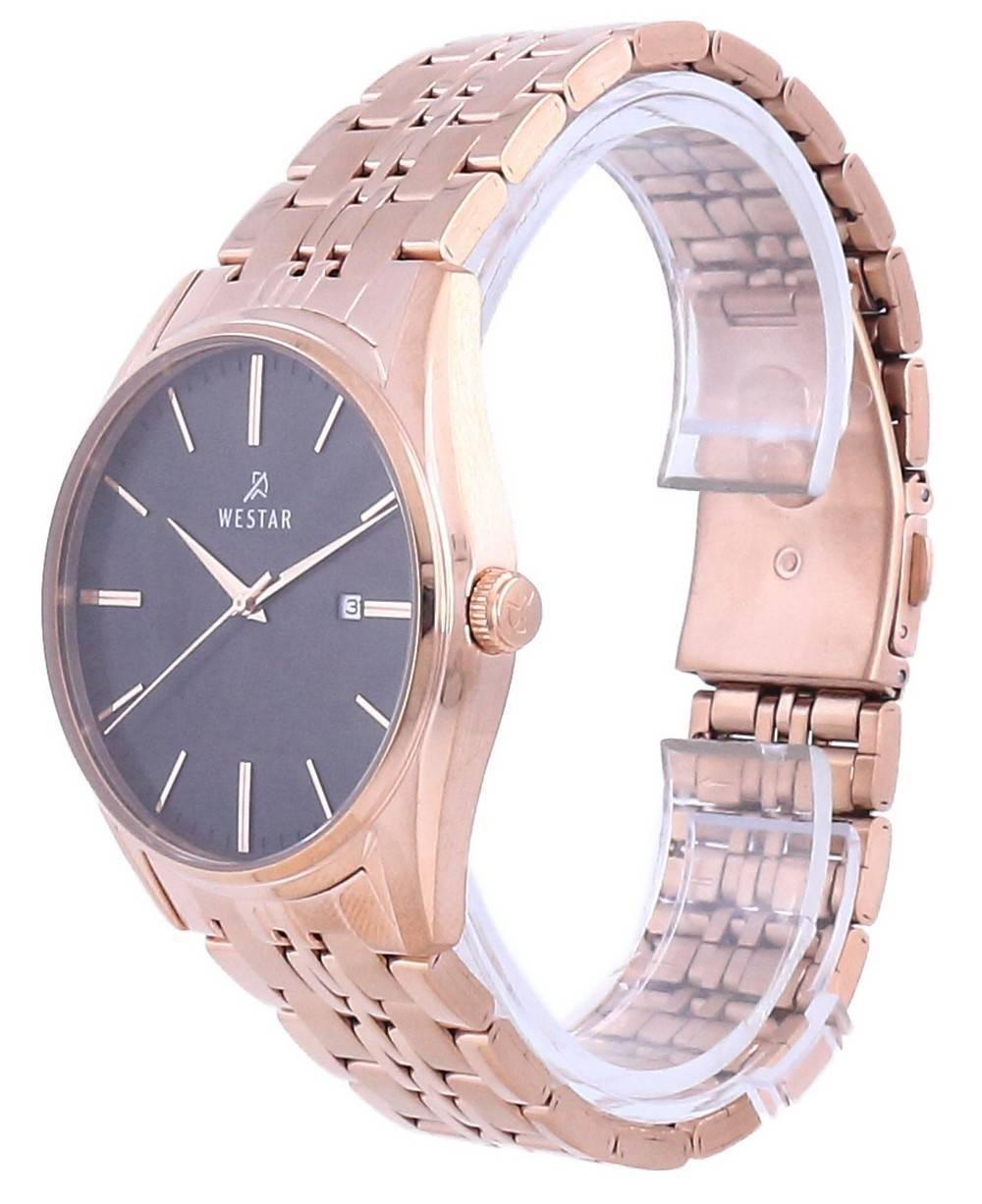 Westar Black Dial Rose Gold Tone Stainless Steel Quartz 50210 PPN 603 Men's Watch