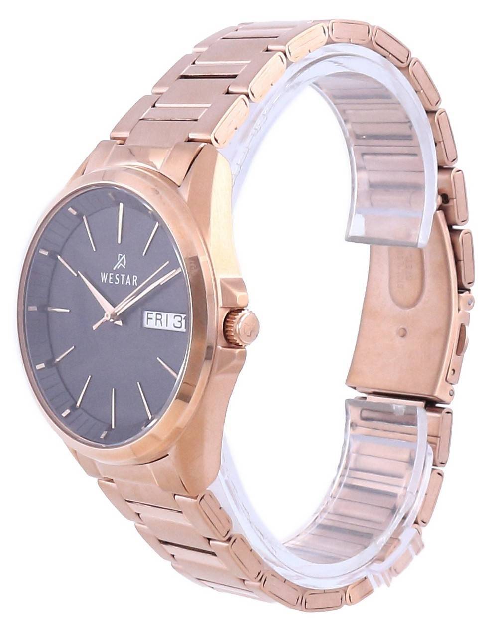 Westar Black Dial Rose Gold Tone Stainless Steel Quartz 50212 PPN 603 Men's Watch