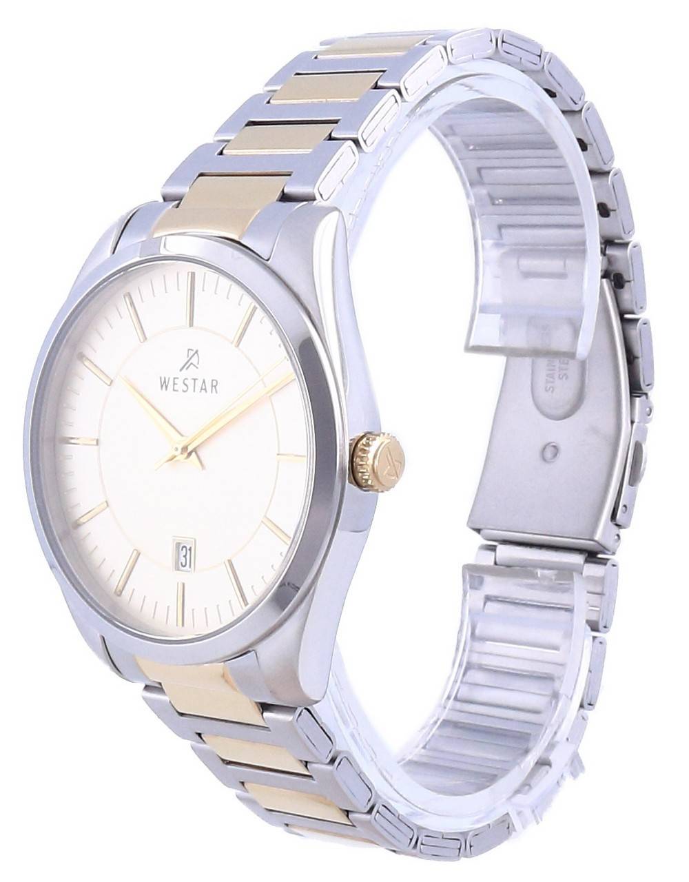 Westar Champagne Dial Two Tone Stainless Steel Quartz 50213 CBN 102 Men's Watch