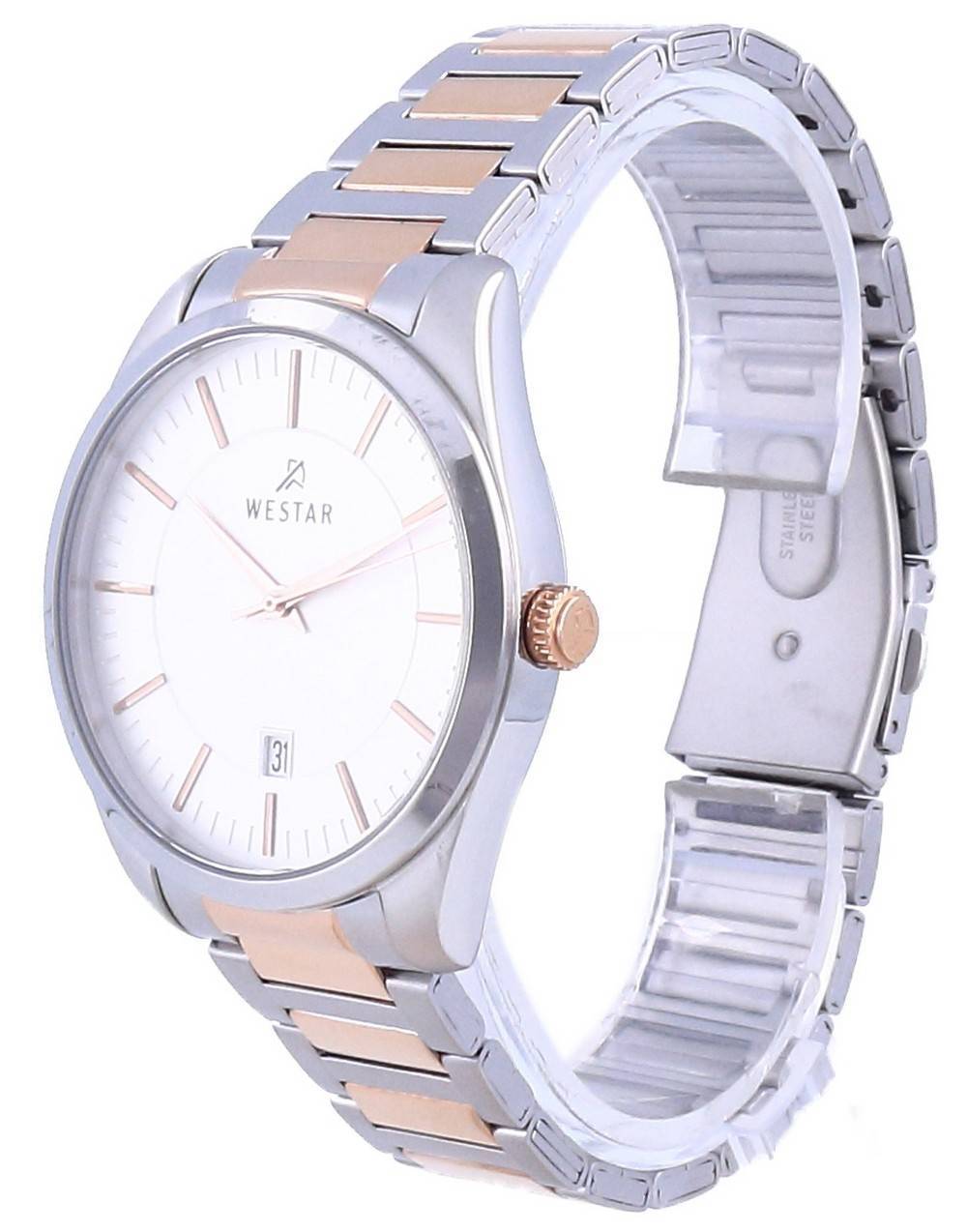 Westar Silver Dial Two Tone Stainless Steel Quartz 50213 SPN 607 Men's Watch
