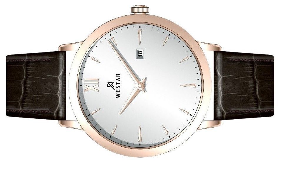 Westar Profile Leather Strap Silver Dial Quartz 50214PPN627 Men's Watch