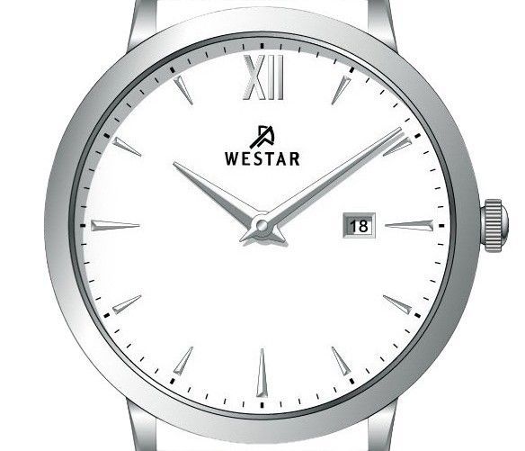 Westar Profile Leather Strap White Dial Quartz 50214STN101 Men's Watch
