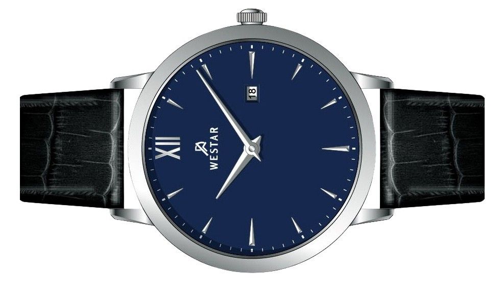 Westar Profile Leather Strap Blue Dial Quartz 50214STN104 Men's Watch