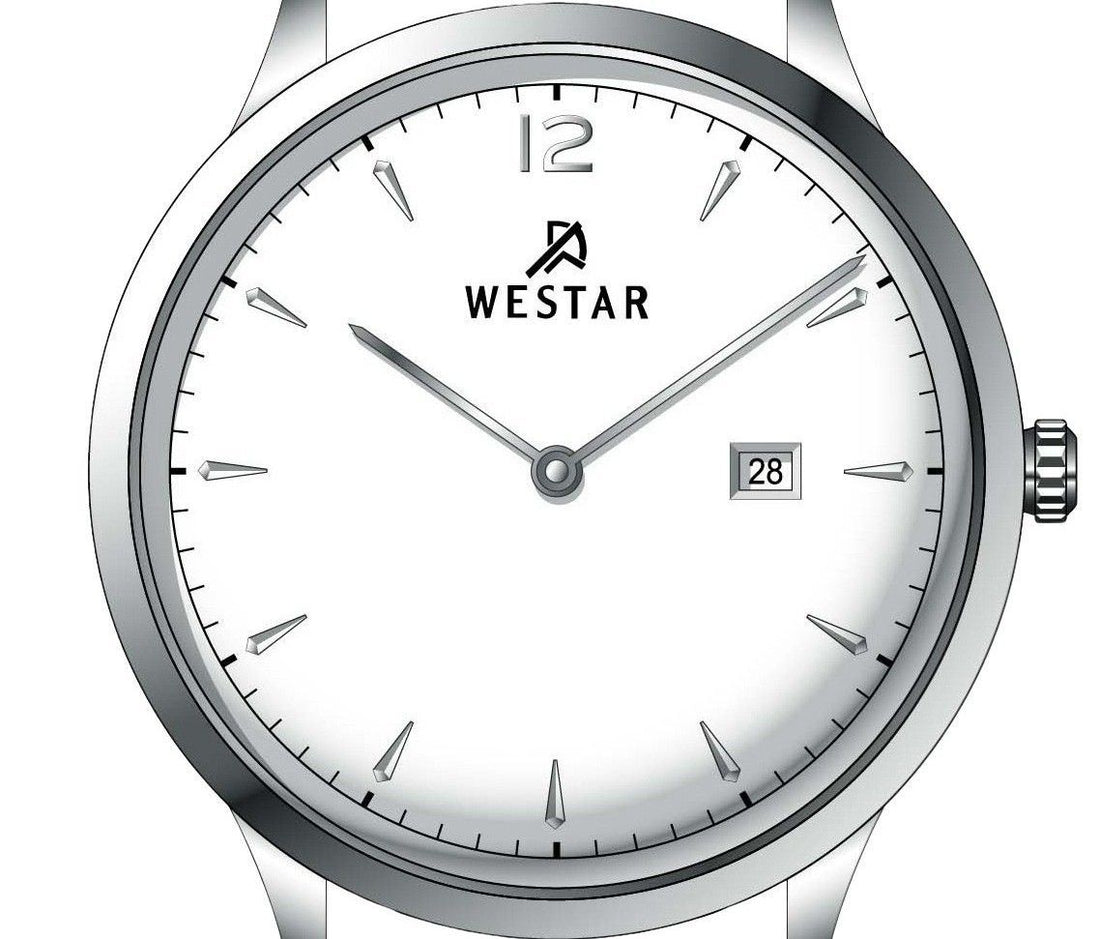 Westar Profile Leather Strap White Dial Quartz 50217STN101 Men's Watch