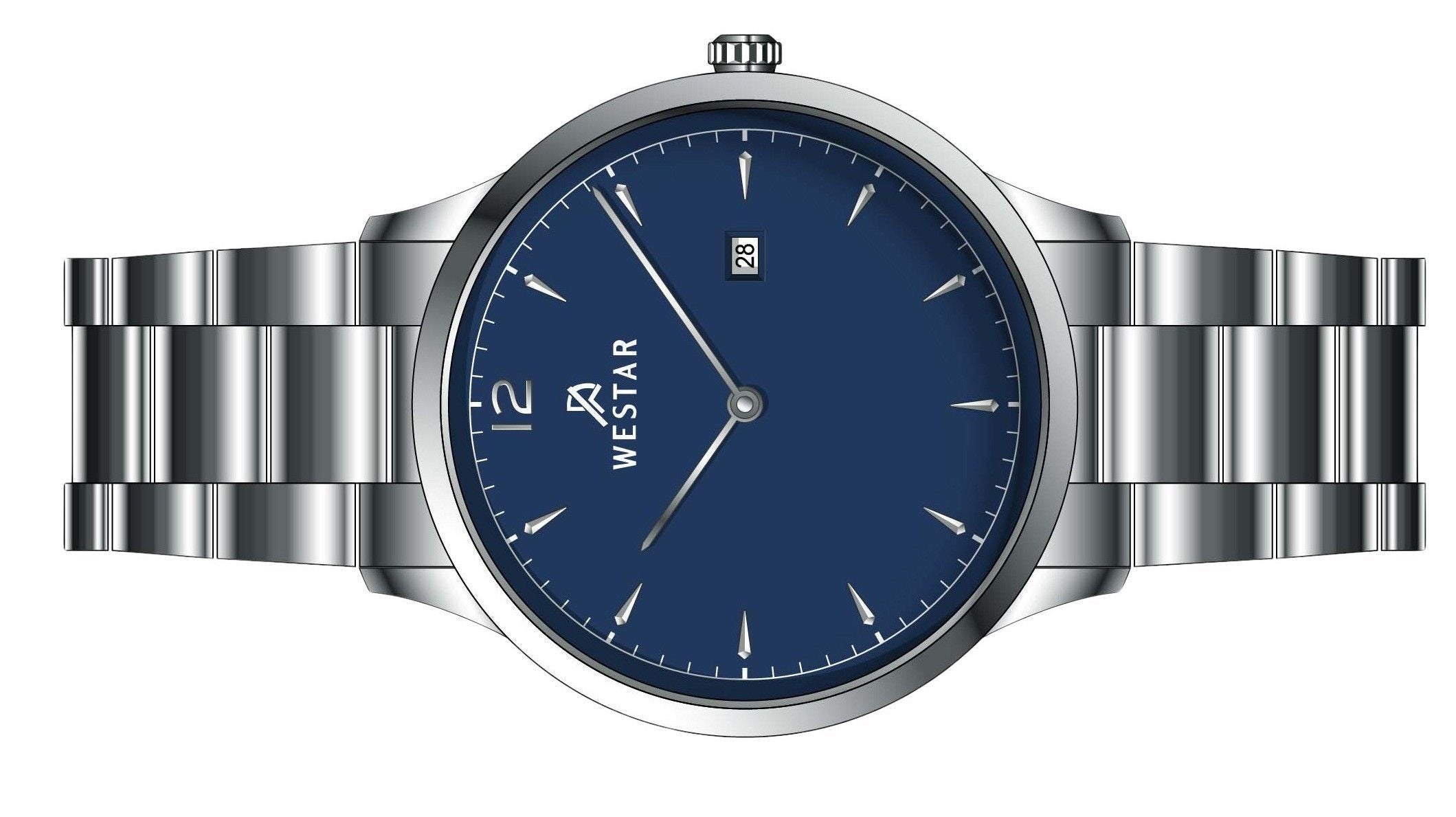 Westar Profile Stainless Steel Blue Dial Quartz 50218STN104 Men's Watch