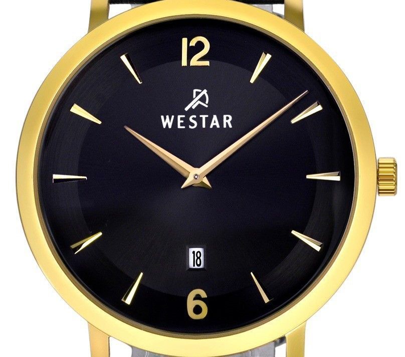 Westar Profile Leather Strap Black Dial Quartz 50219GPN103 Men's Watch
