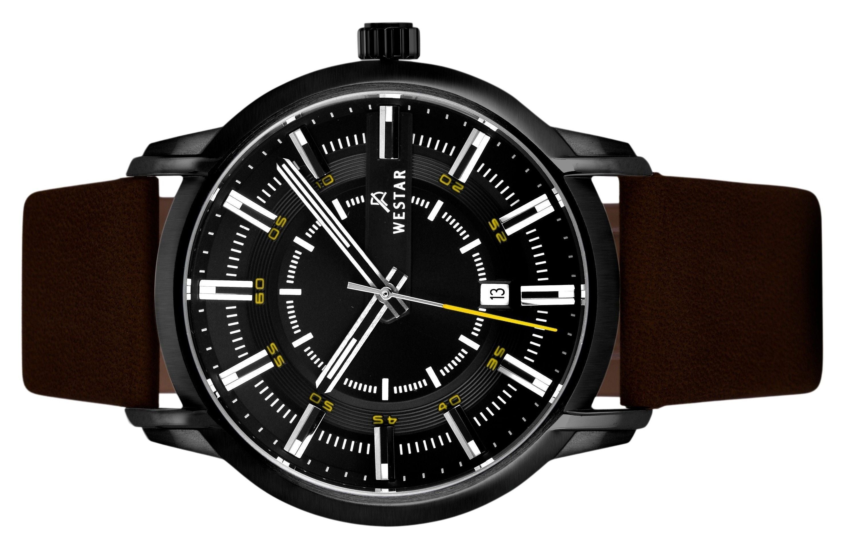 Westar Profile Leather Strap Black Dial Quartz 50228BBN523 Men's Watch