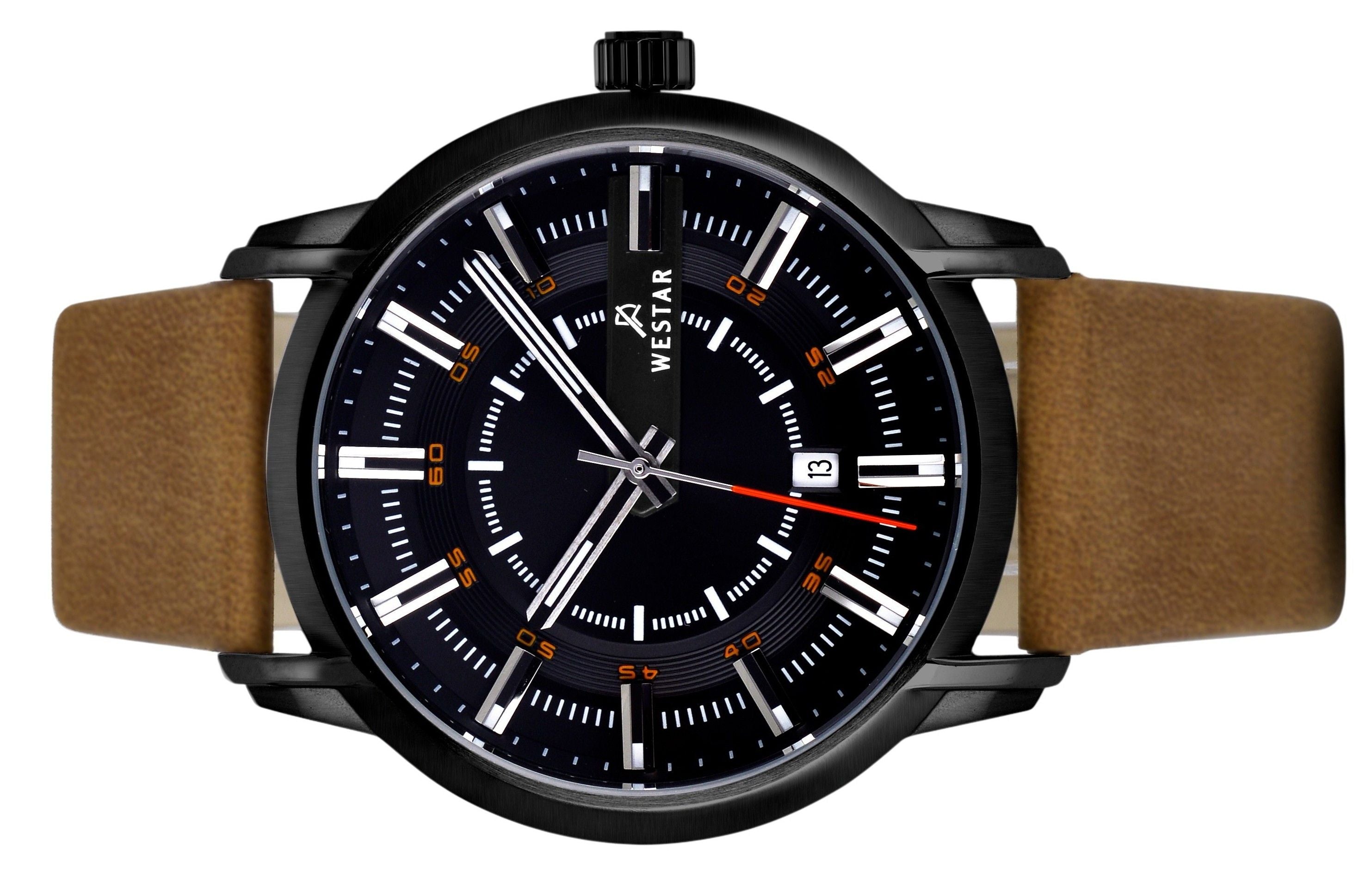 Westar Profile Leather Strap Black Dial Quartz 50228STN883 Men's Watch
