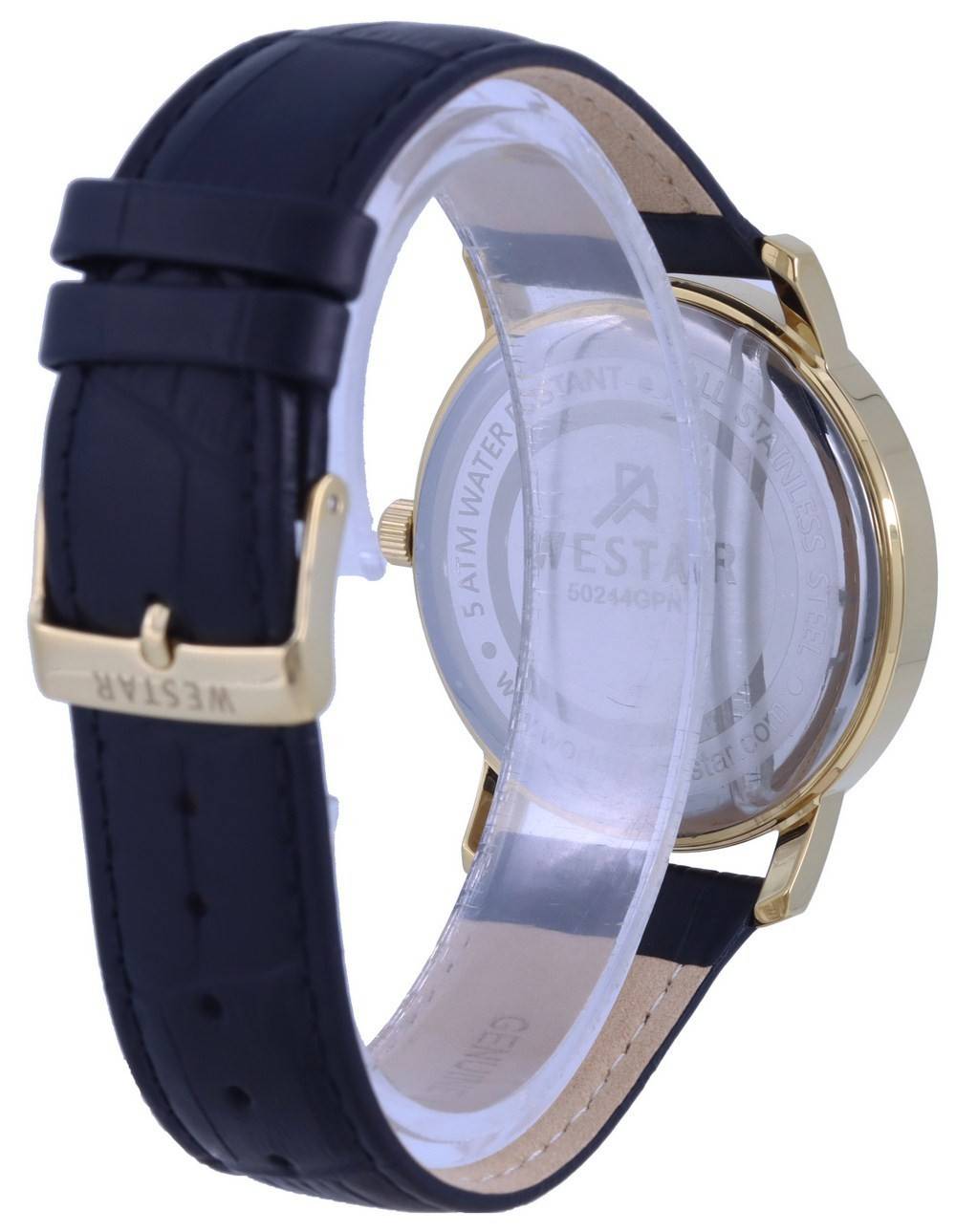 Westar White Dial Gold Tone Stainless Steel Quartz 50244 GPN 101 Men's Watch