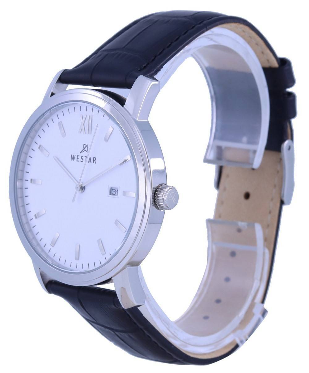 Westar White Dial Leather Strap Quartz 50244 STN 101 Men's Watch