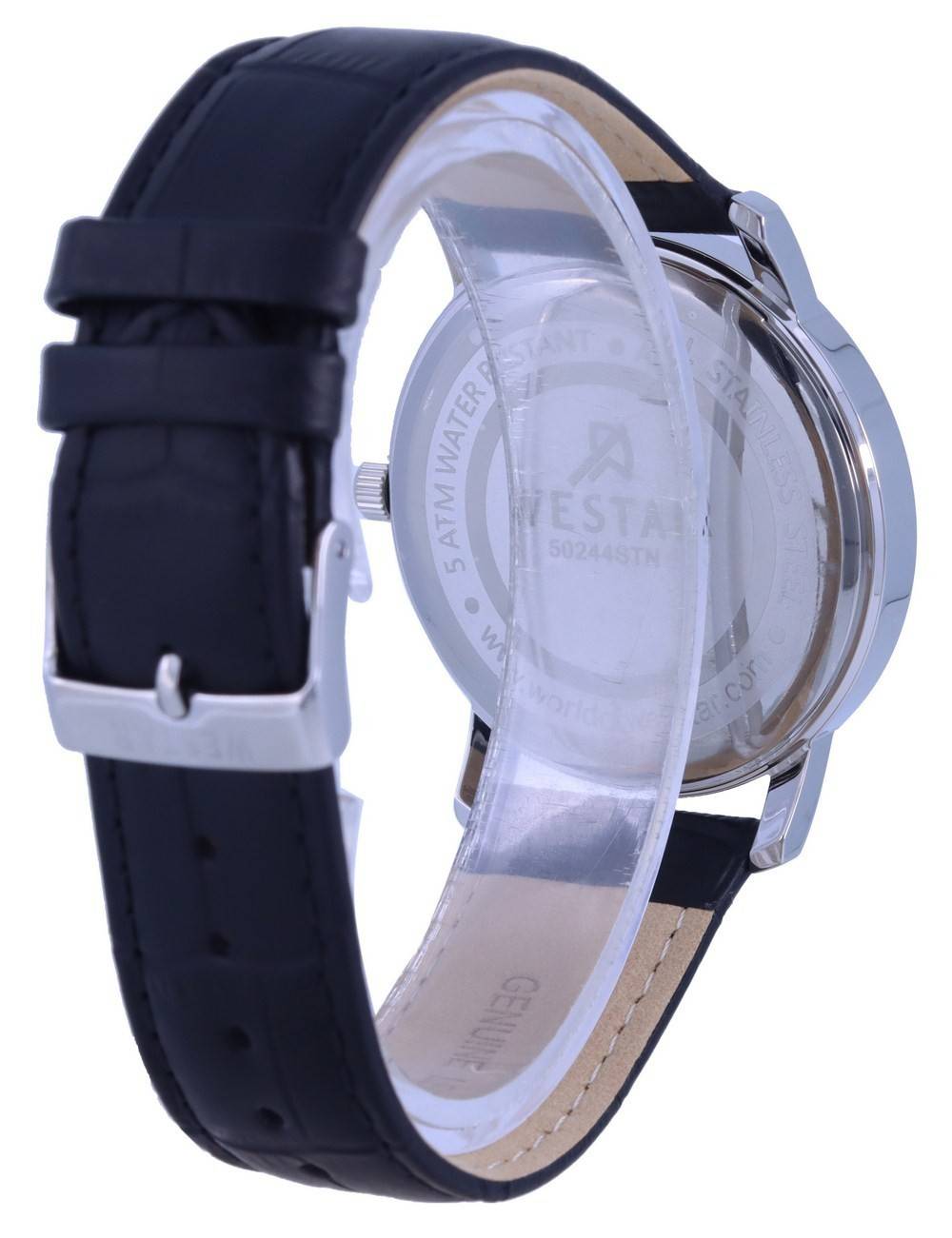 Westar White Dial Leather Strap Quartz 50244 STN 101 Men's Watch