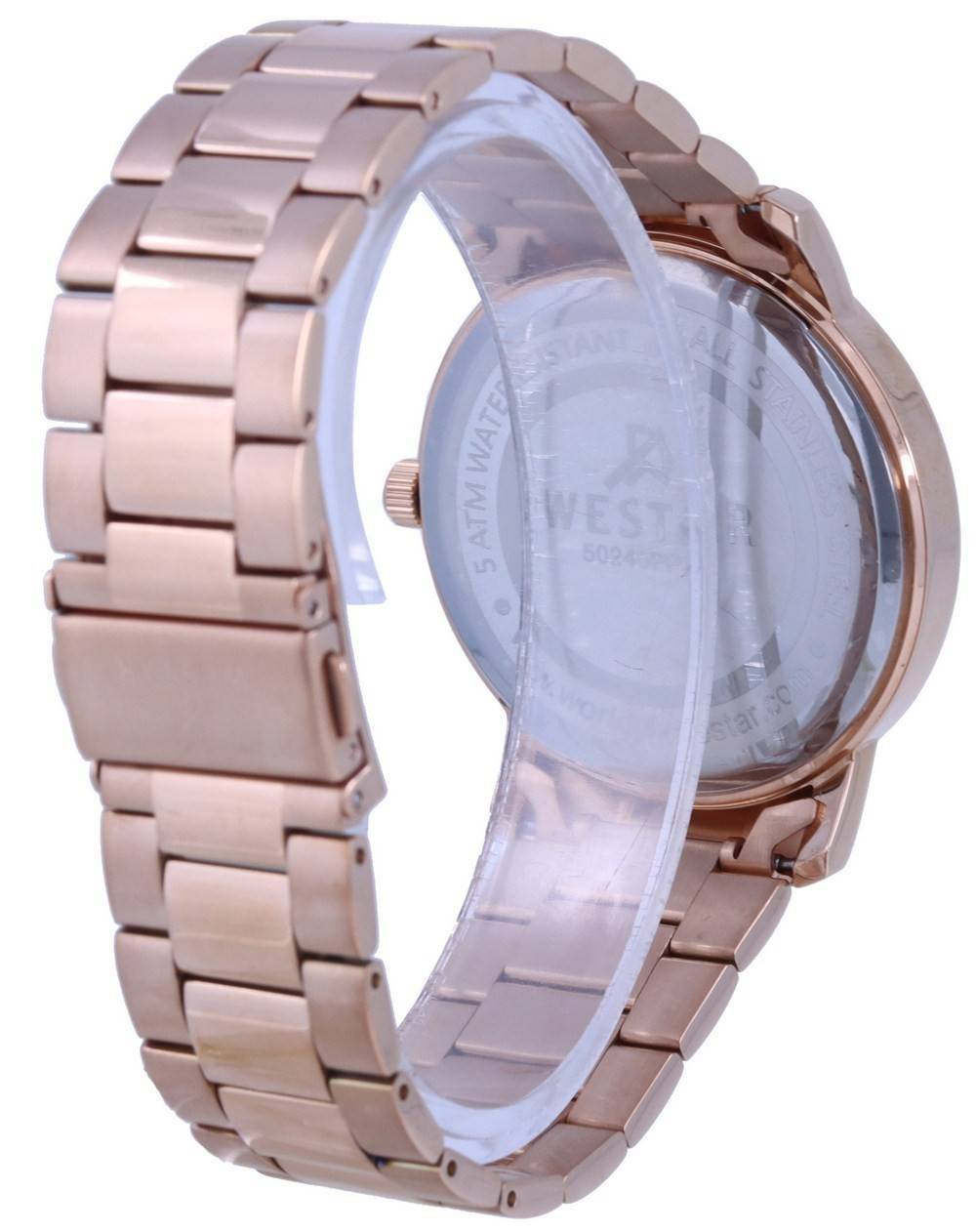 Westar White Dial Rose Gold Tone Stainless Steel Quartz 50245 PPN 601 Men's Watch