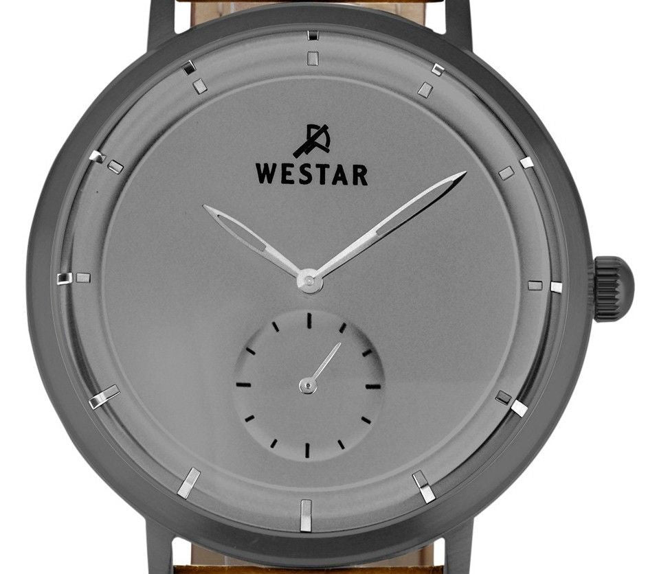 Westar Profile Leather Strap Grey Dial Quartz 50246GGN186 Men's Watch