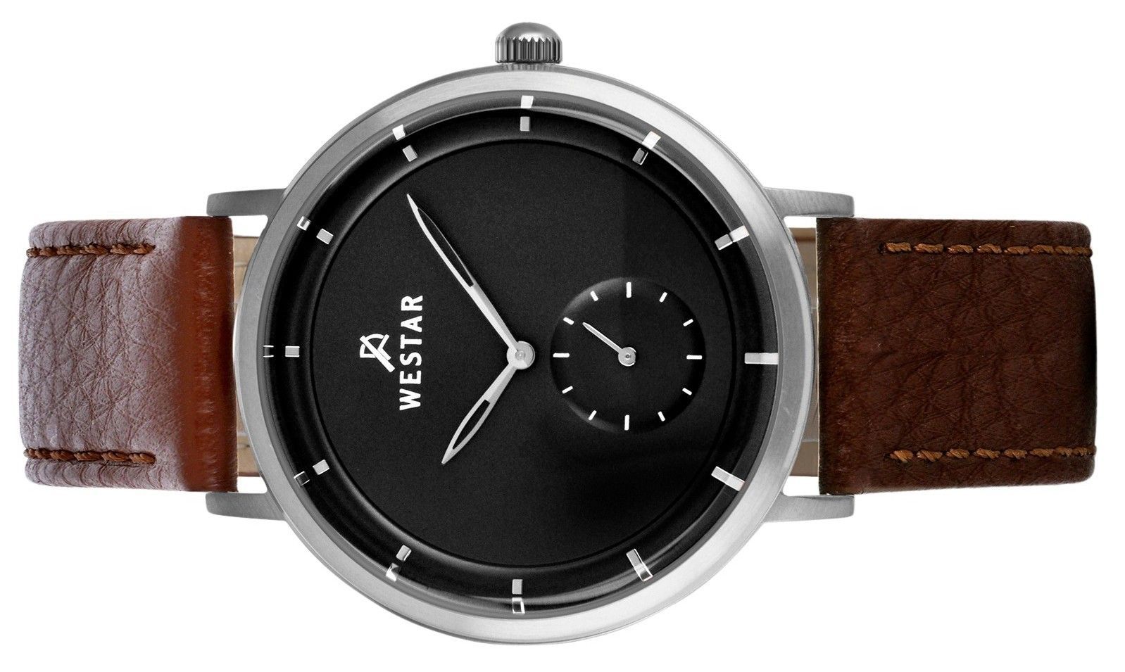 Westar Profile Leather Strap Black Dial Quartz 50246STN123 Men's Watch