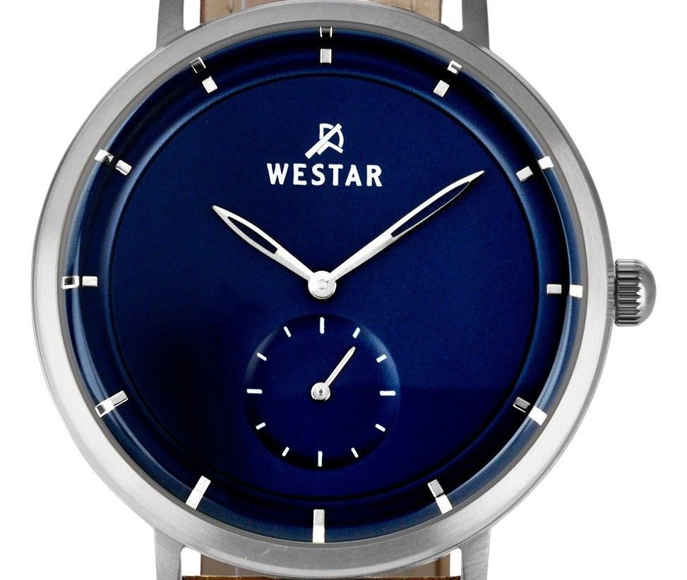 Westar Profile Leather Strap Blue Dial Quartz 50246STN184 Men's Watch