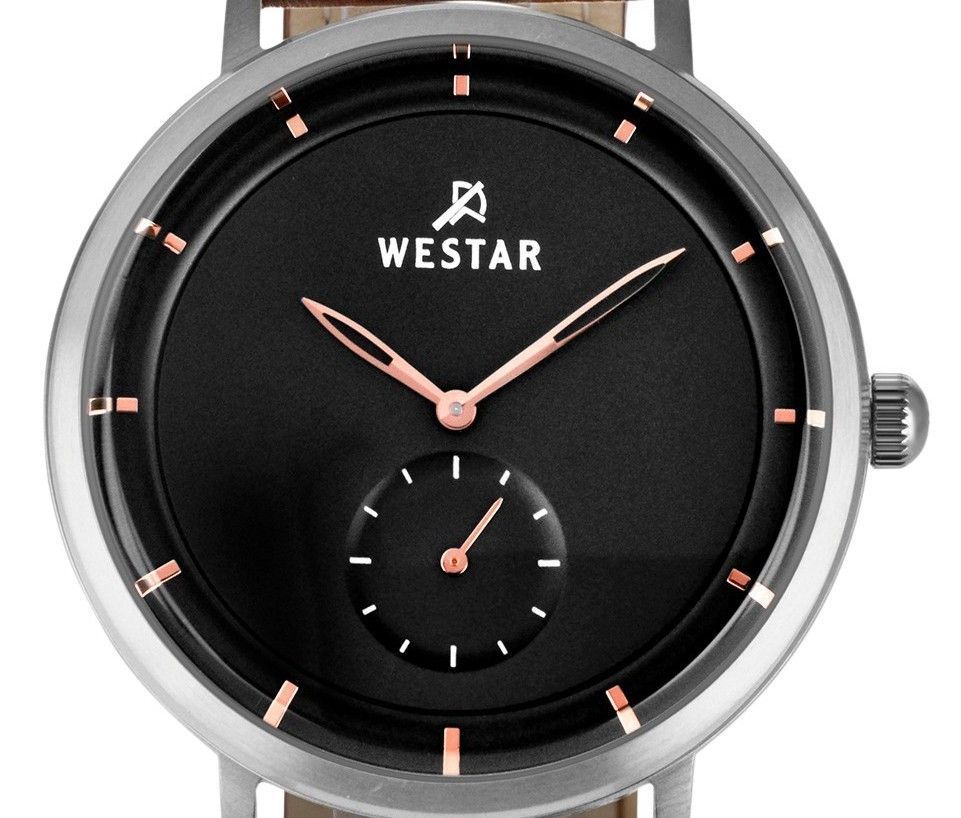 Westar Profile Leather Strap Black Dial Quartz 50246STN623 Men's Watch