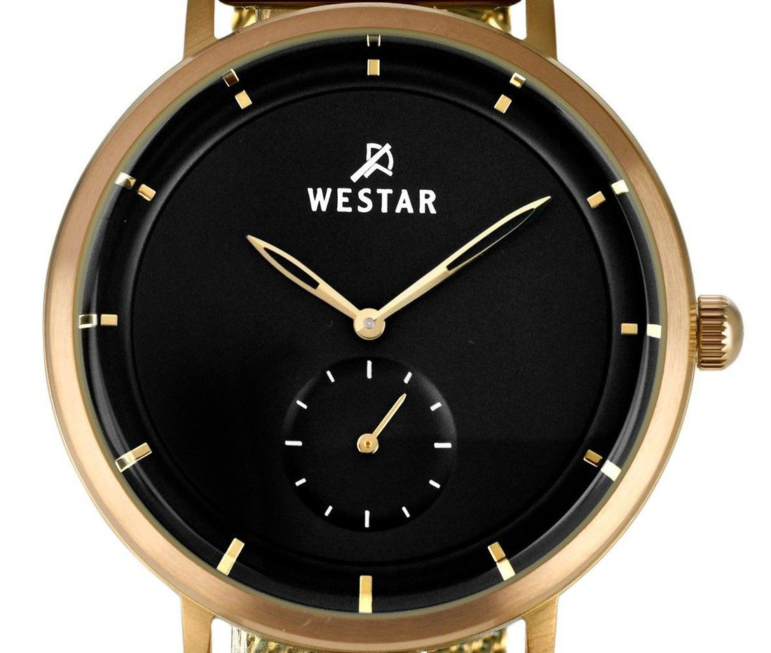 Westar Profile Gold Tone Stainless Steel Black Dial Quartz 50247BZZ103 Men's Watch
