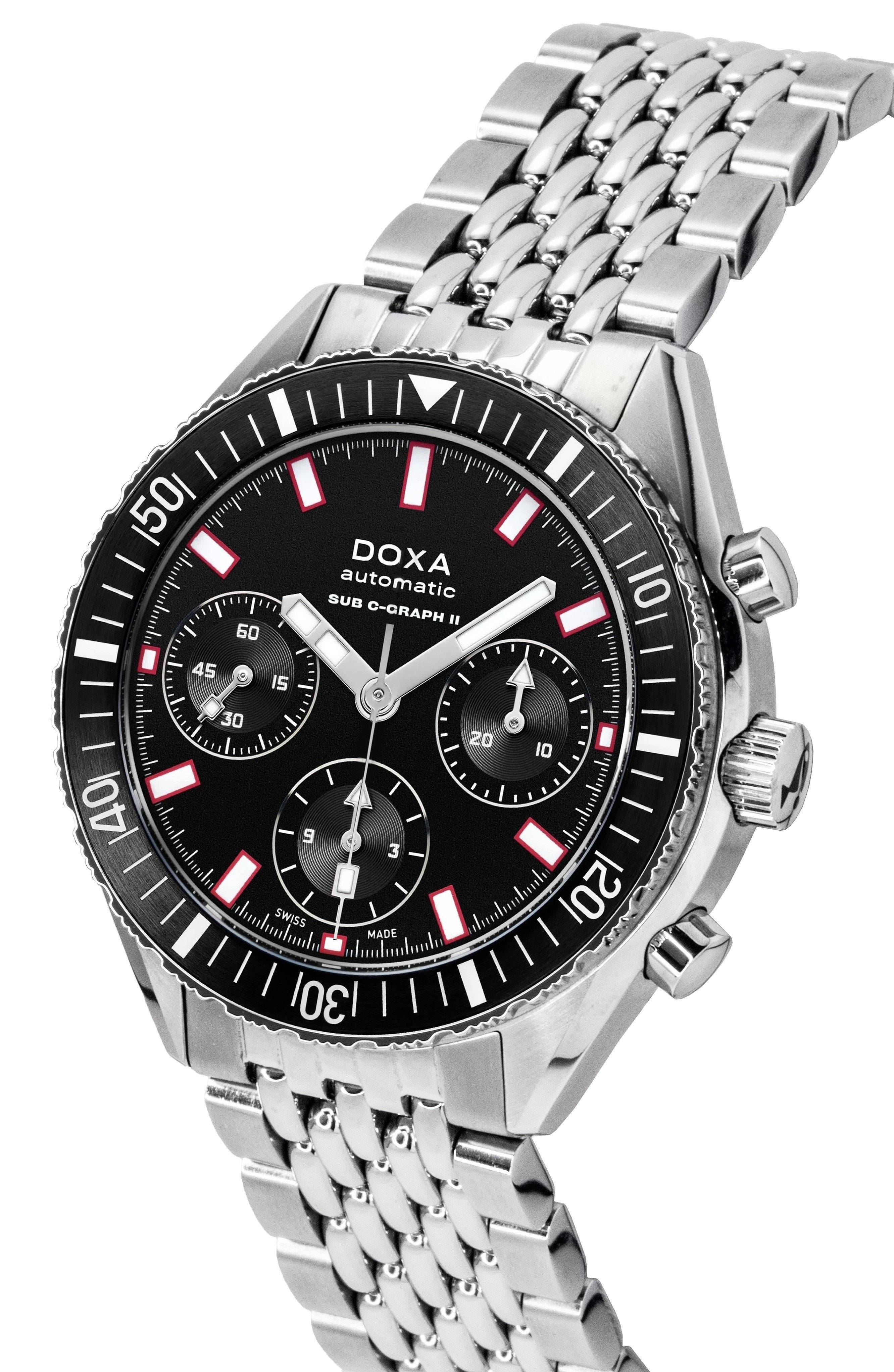 Doxa Sub 200 C-Graph II Sharkhunter Black Dial Automatic Diver's 797.10.101.10 200M Men's Watch With Extra Strap