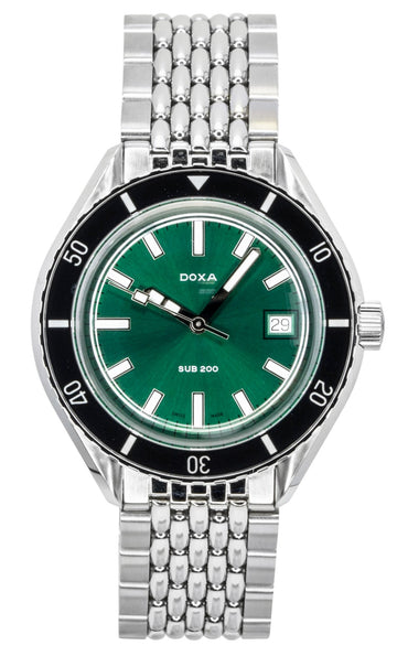 Doxa SUB 200 Sea Emerald Stainless Steel Green Dial Automatic Diver's 799.10.131.10 200M Men's Watch With Extra Strap