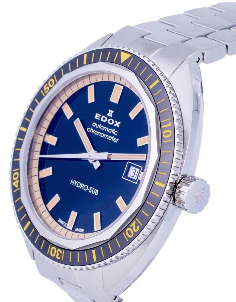 Edox Hydro-Sub Diver's Stainless Steel Black Dial Automatic 801283NBMNIB 80128 3NBM NIB 300M Men's Watch