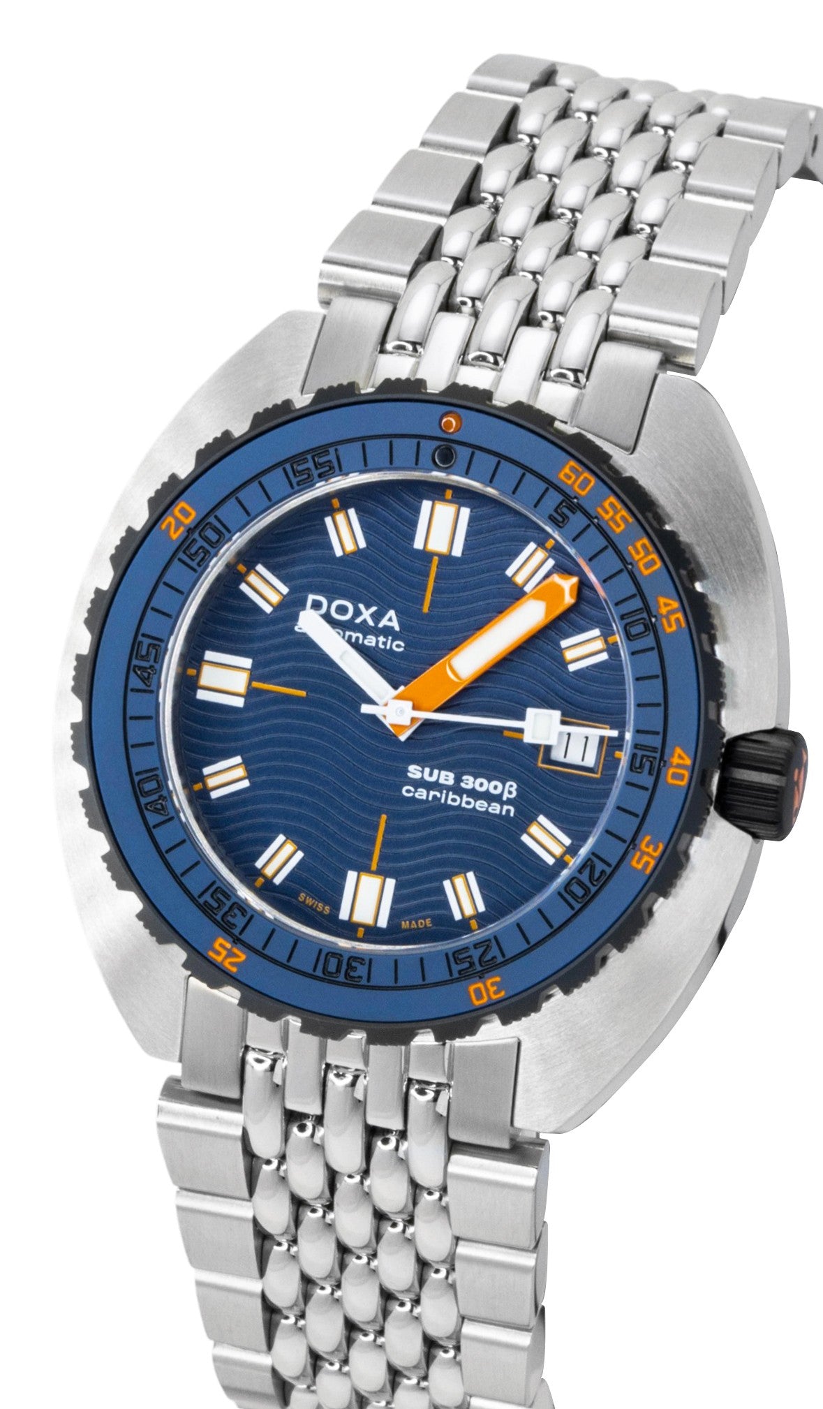 Doxa SUB 300 Beta Caribbean Stainless Steel Blue Dial Automatic Diver's 830.10.201.10 300M Men's Watch With Extra Strap