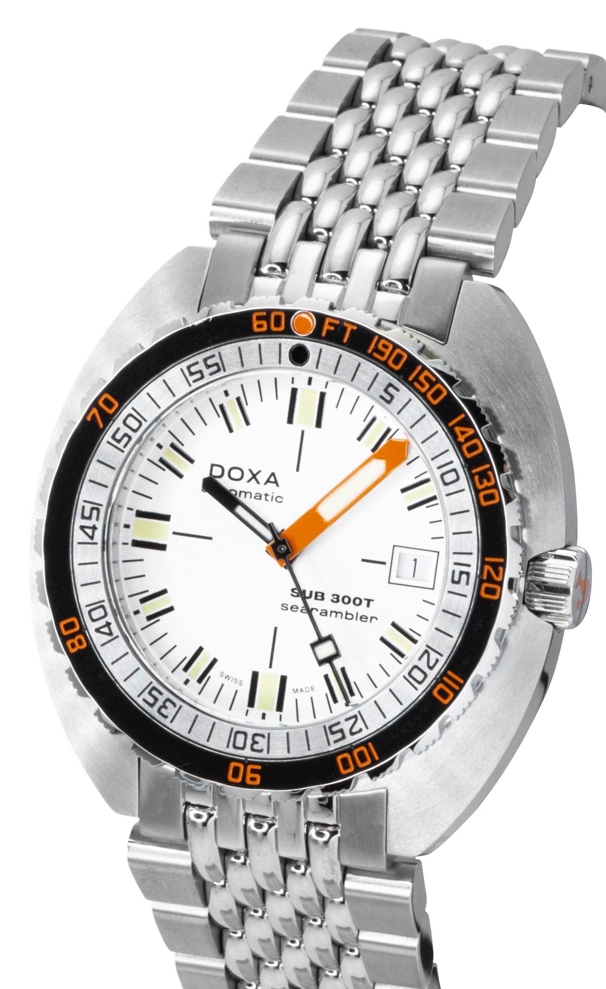 Doxa SUB 300 Searambler Stainless Steel Silver Dial Automatic Diver's 840.10.021.10 1200M Men's Wacth With Extra Strap