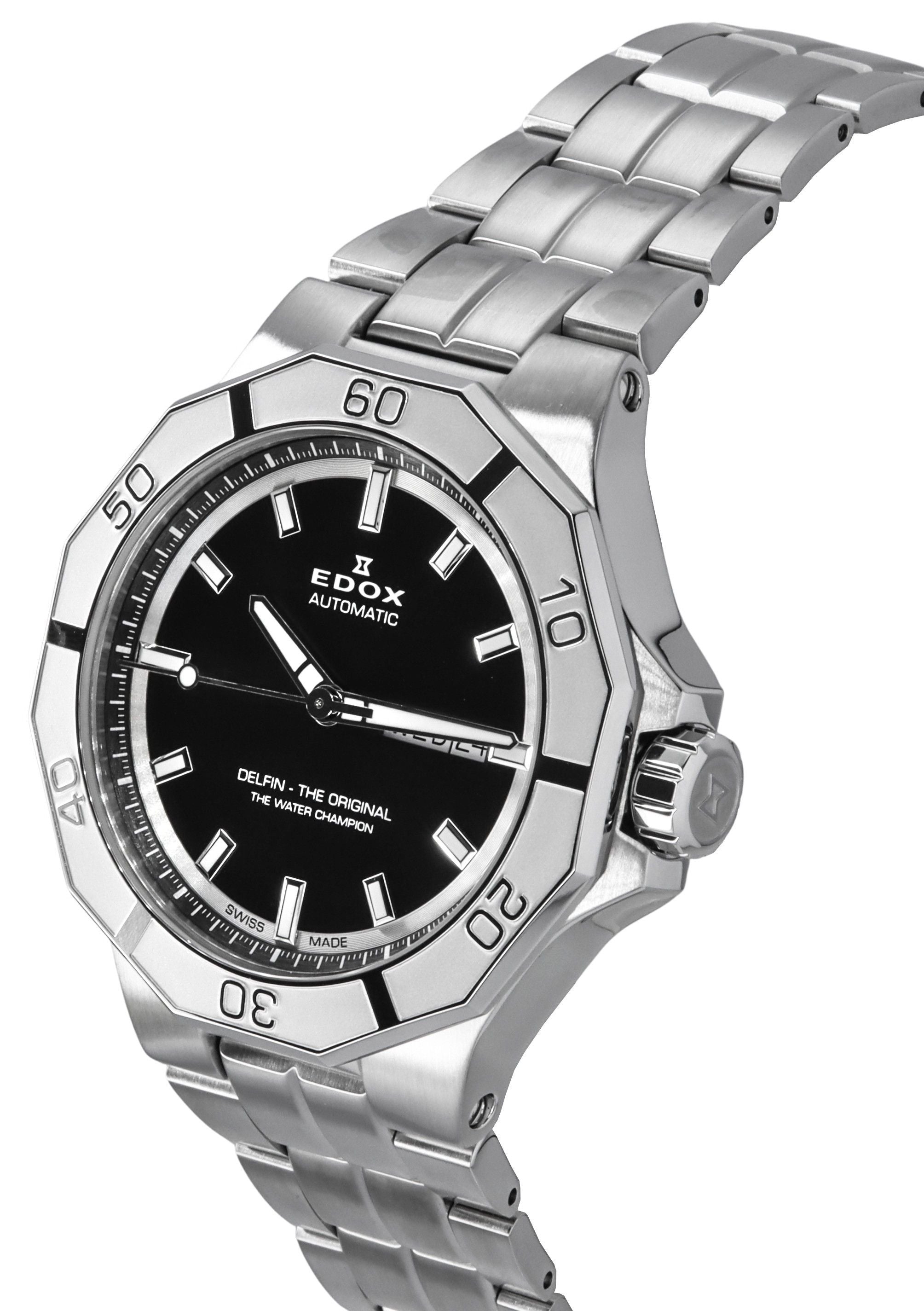 Edox Delfin The Original Day Date Black Dial Automatic Diver's 88008 3M NIN 200M Men's Watch