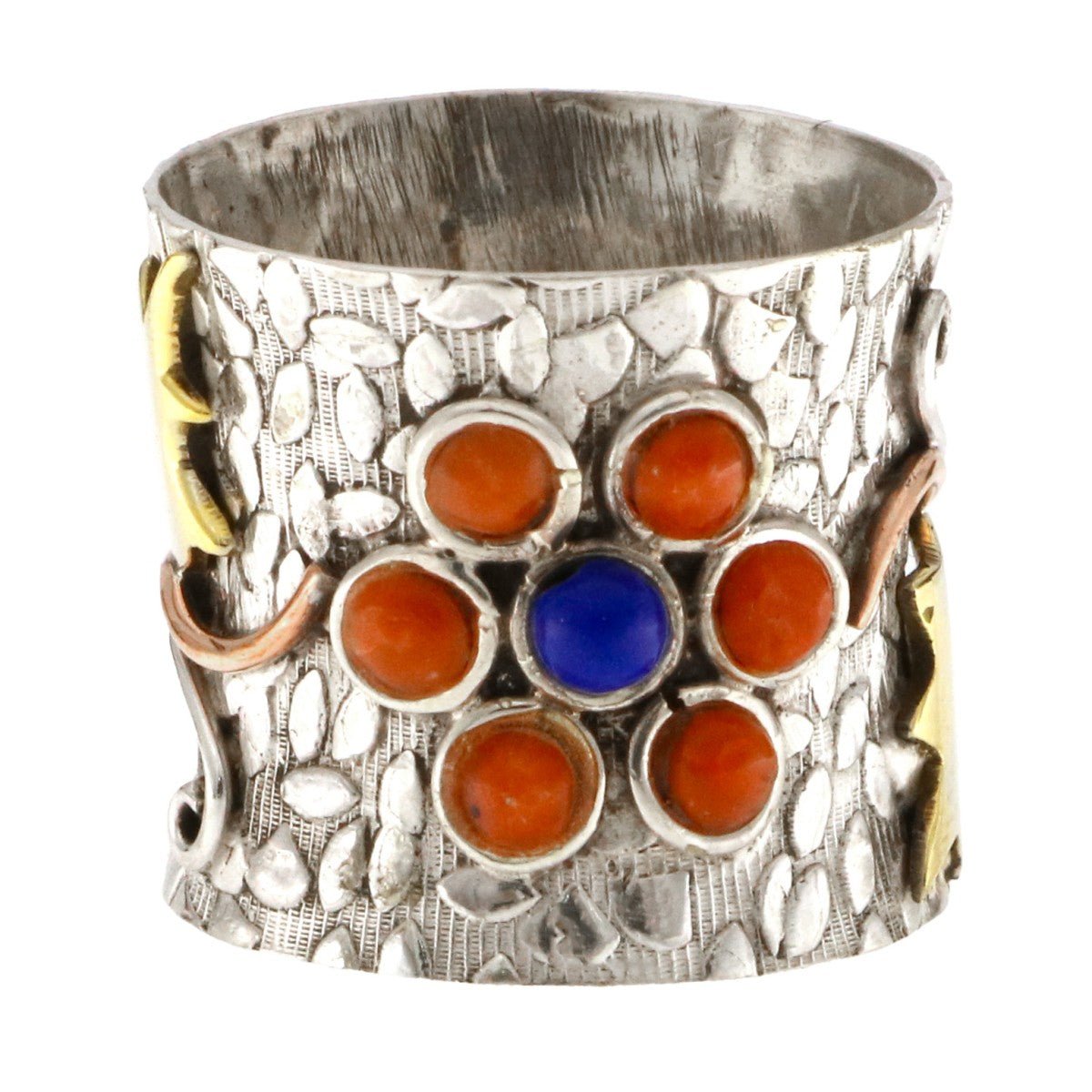 925 Sterling Silver Coral Wedding Band - A119051 - Prestige Stones