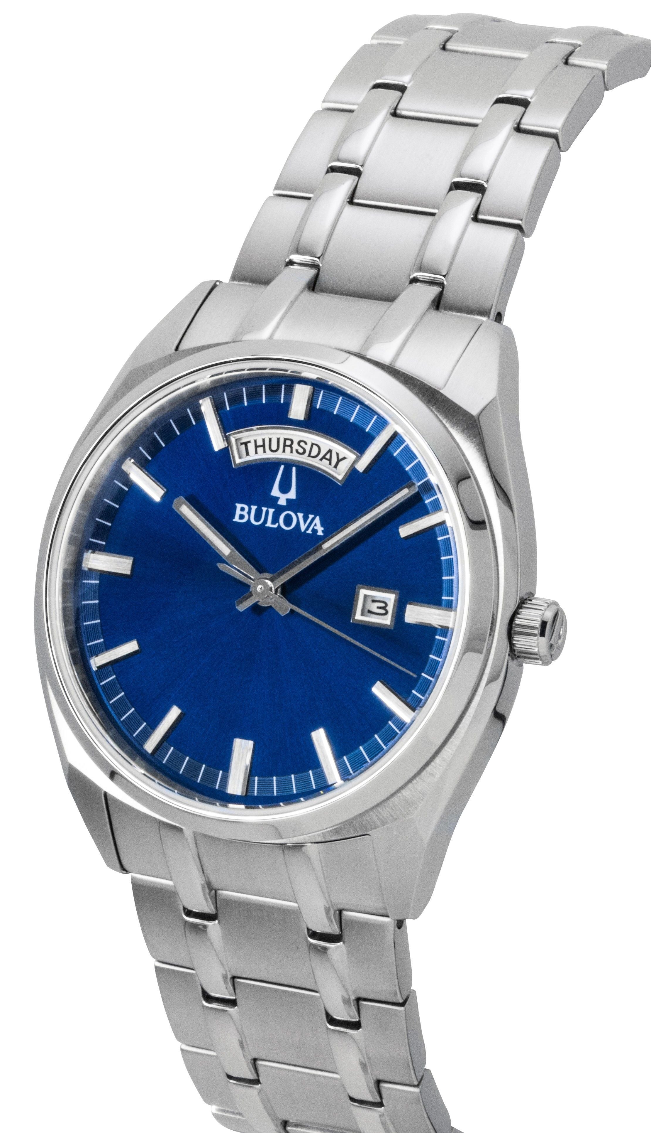 Bulova Surveyor Classic Stainless Steel Blue Dial Quartz 96C125 Men's Watch