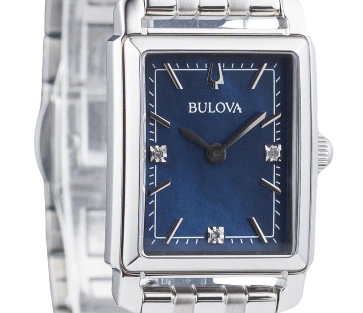 Bulova Classic Sutton Diamond Accent Stainless Steel Blue Dial Quartz 96P245 Women's Watch