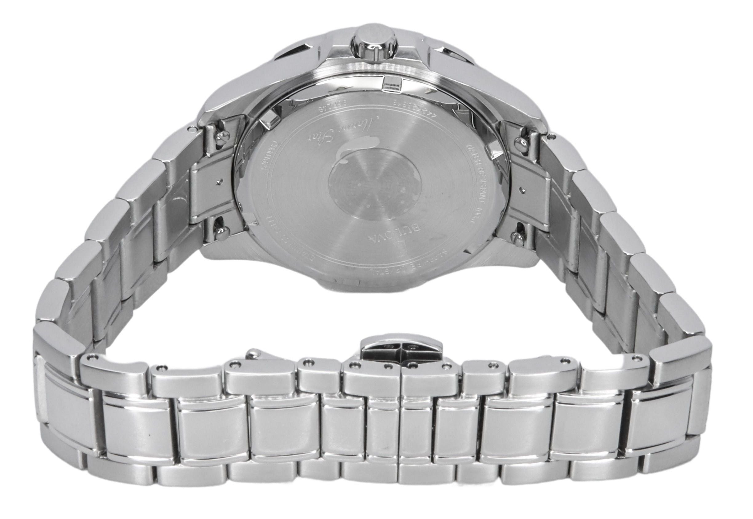 Bulova Marine Star Diamond Accents Stainless Steel Blue Mother Of Pearl Dial Quartz 96P248 100 Women's Watch