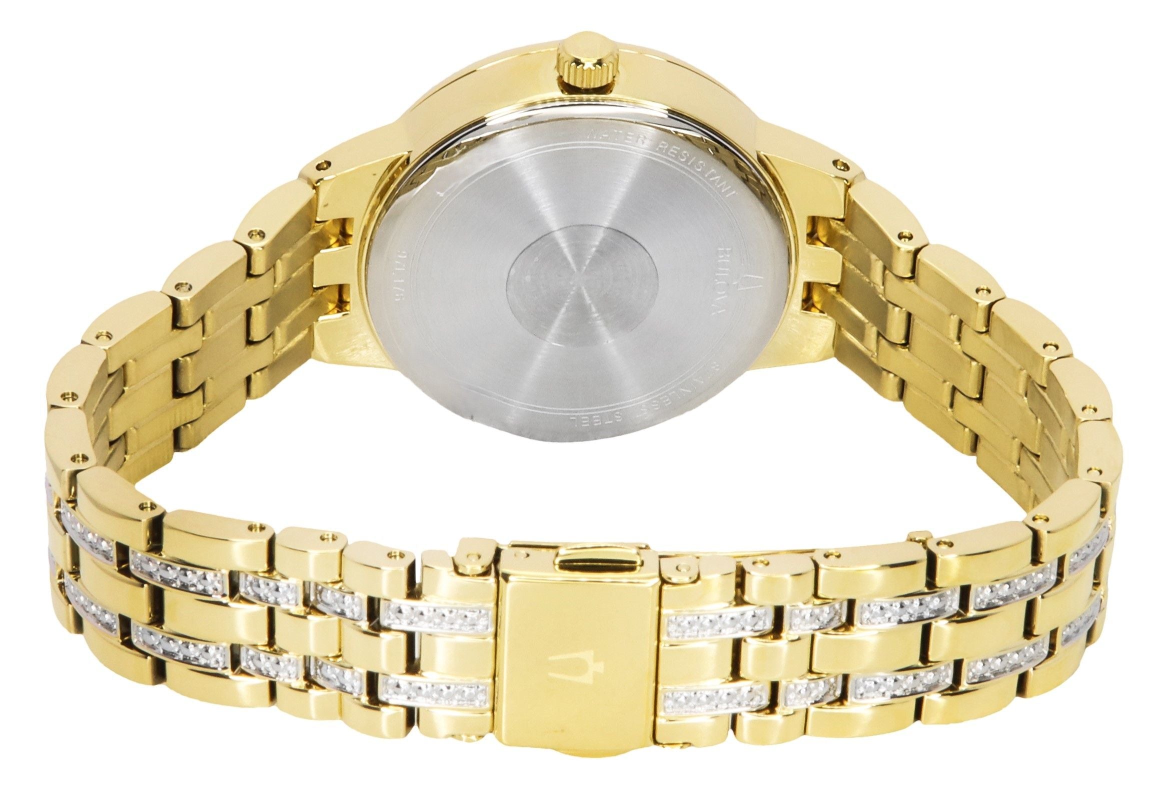 Bulova Classic Crystal Phantom Gold Tone Stainless Steel Champagne Dial Quartz 97L176 Women's Watch
