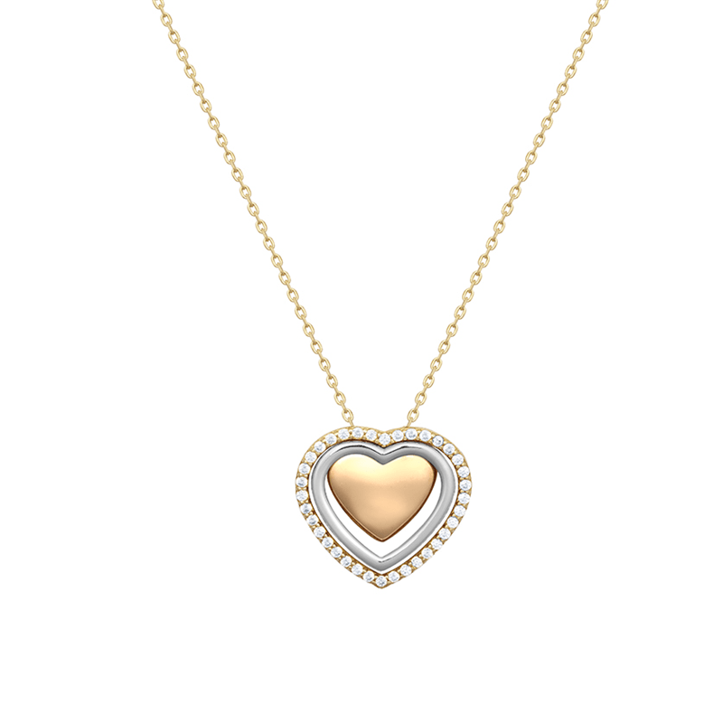 9ct yellow gold cubic zirconia triple hearts chain bracelet for ladies, 16–17 inch adjustable, fancy trace chain
