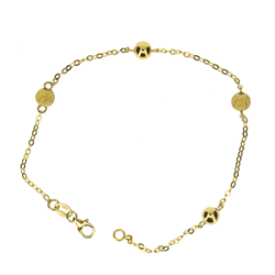 9ct yellow gold ladies fancy bead bracelet, 7.5 inch length, 5mm beads, 1.1g lightweight, polished finish