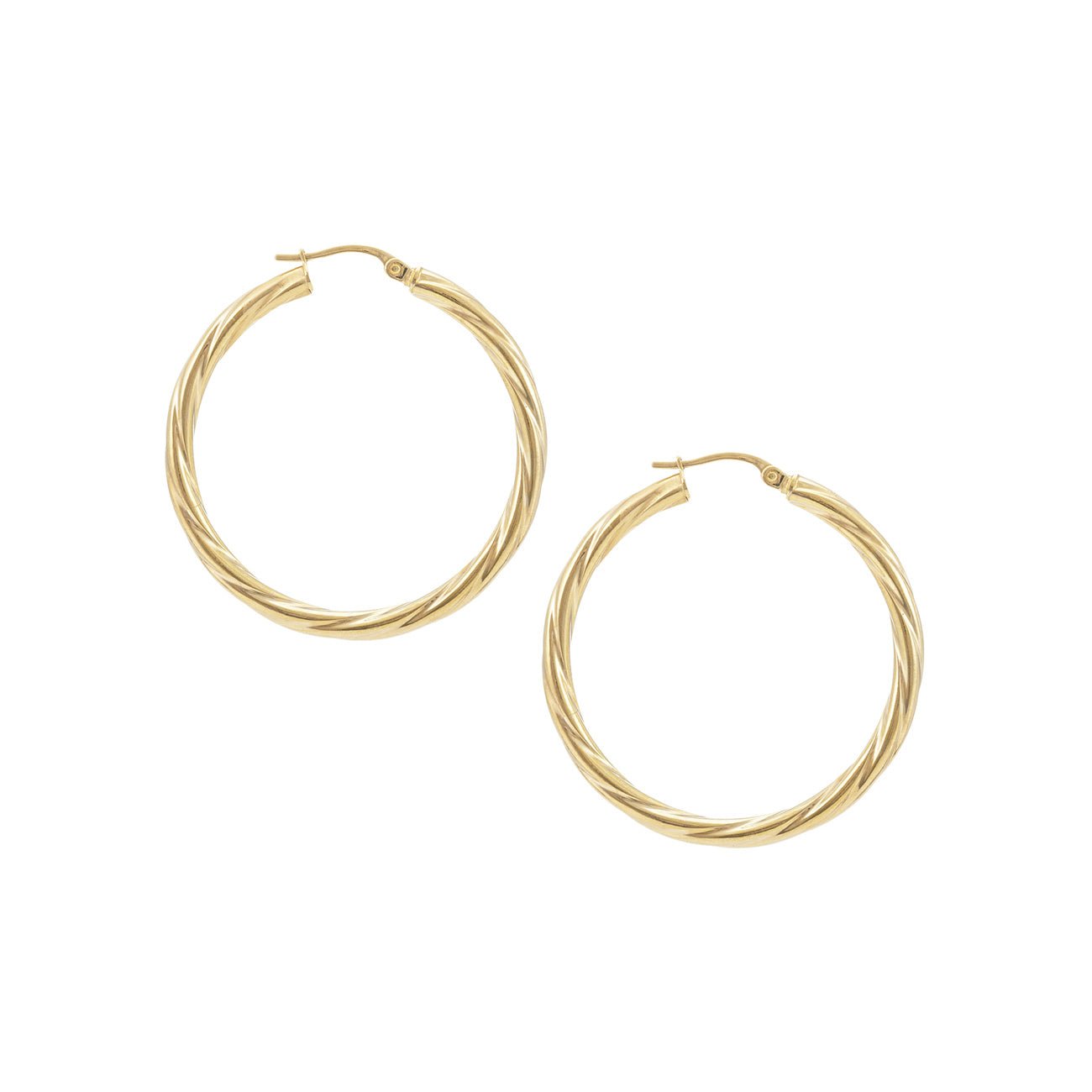 9ct Yellow Gold Twisted Hoop Earrings – 2.7mm Wide - Prestige Stones
