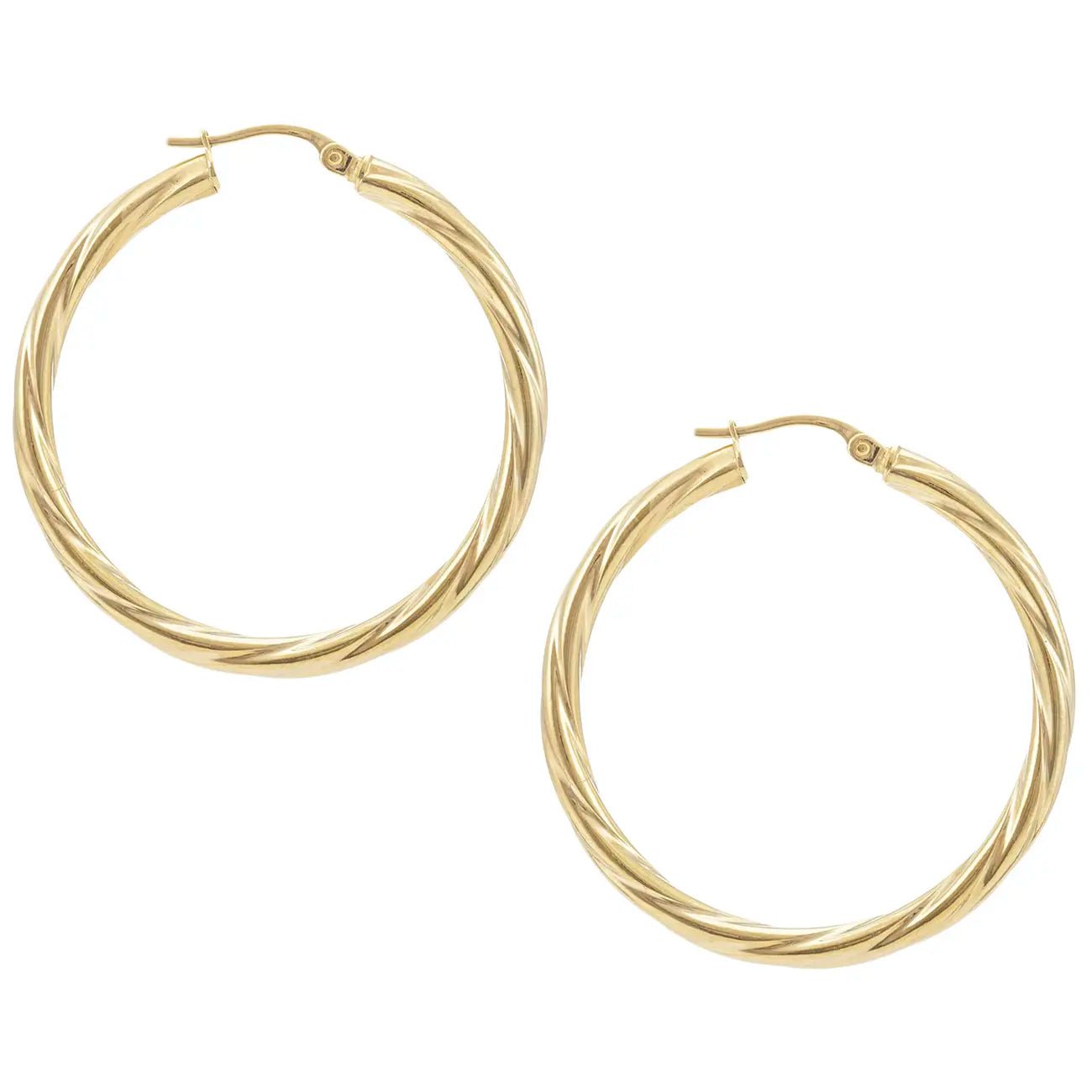 9ct Yellow Gold Twisted Hoop Earrings – 2.7mm Wide - Prestige Stones