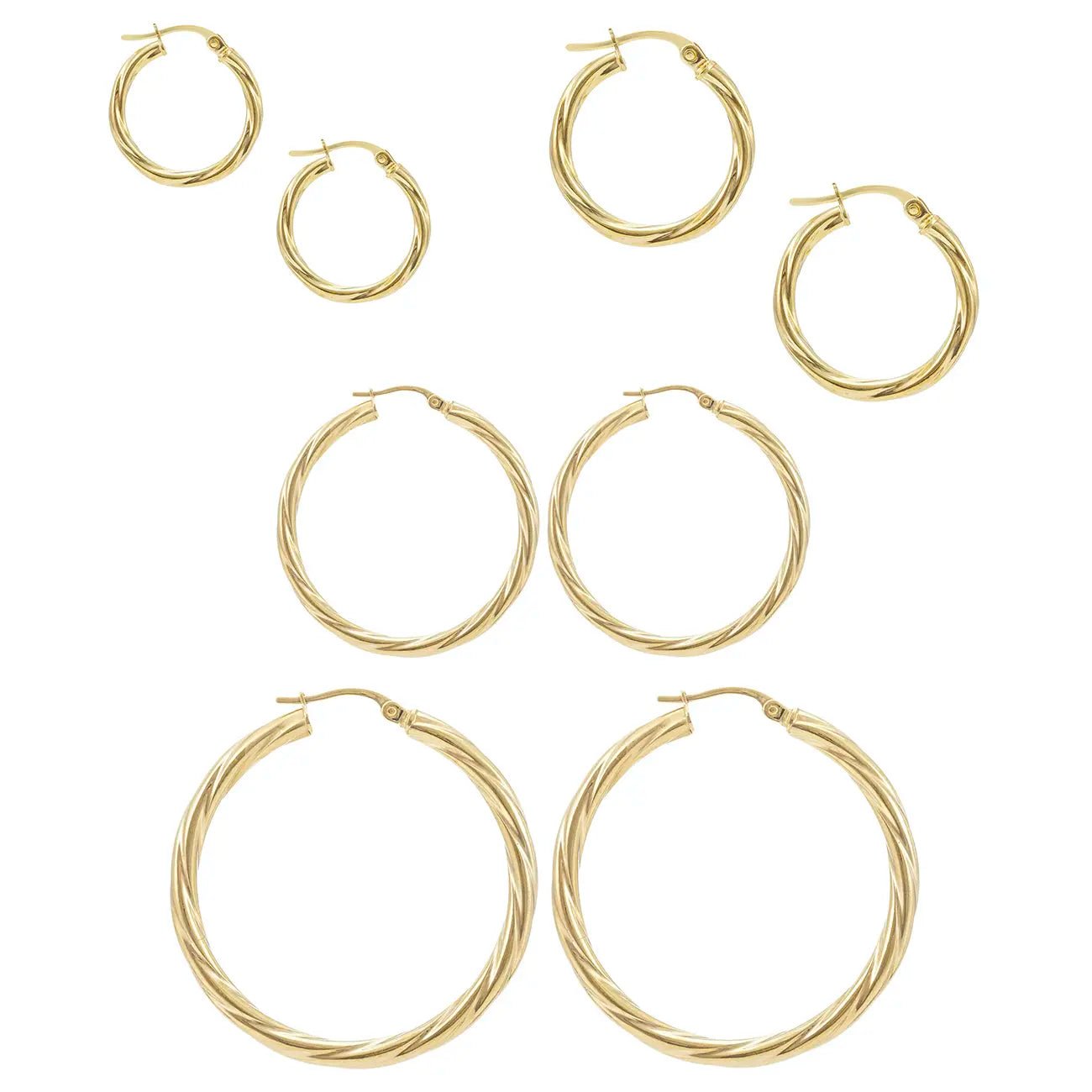 9ct Yellow Gold Twisted Hoop Earrings – 2.7mm Wide - Prestige Stones