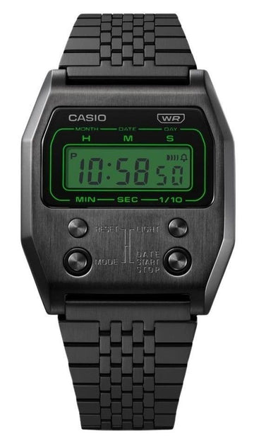 Casio Vintage Digital Black Ion Plated Stainless Steel Quartz A1100B-1 Unisex Watch