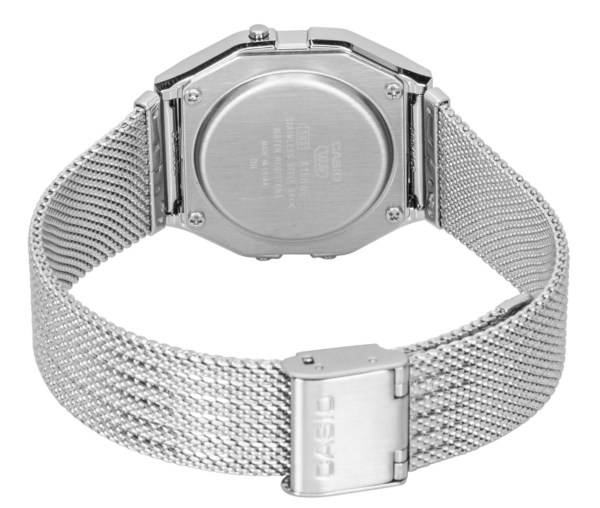 Casio Vintage Digital Stainless Steel Mesh Bracelet Quartz A158WEM-3 Unisex Watch