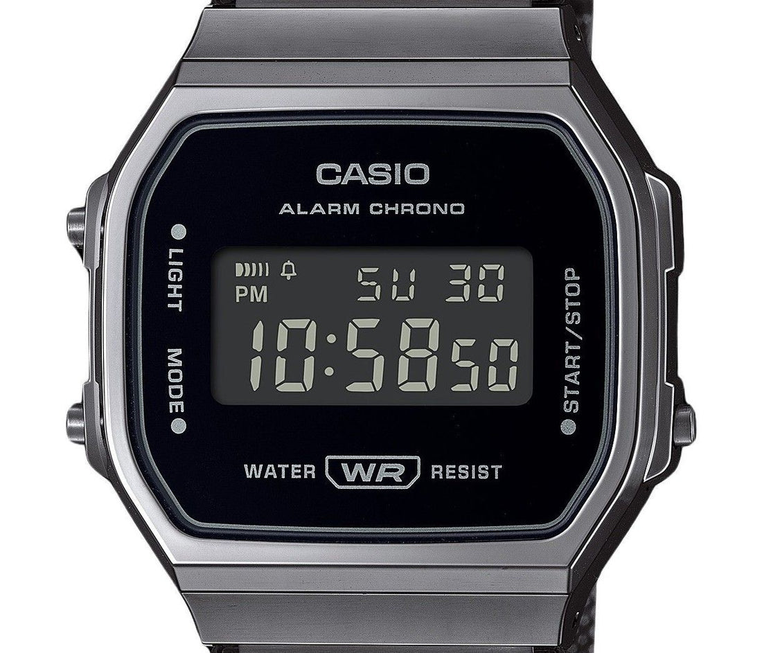 Casio Vintage Digital Stainless Steel Mesh Bracelet Quartz A168WEMB-1B Unisex Watch