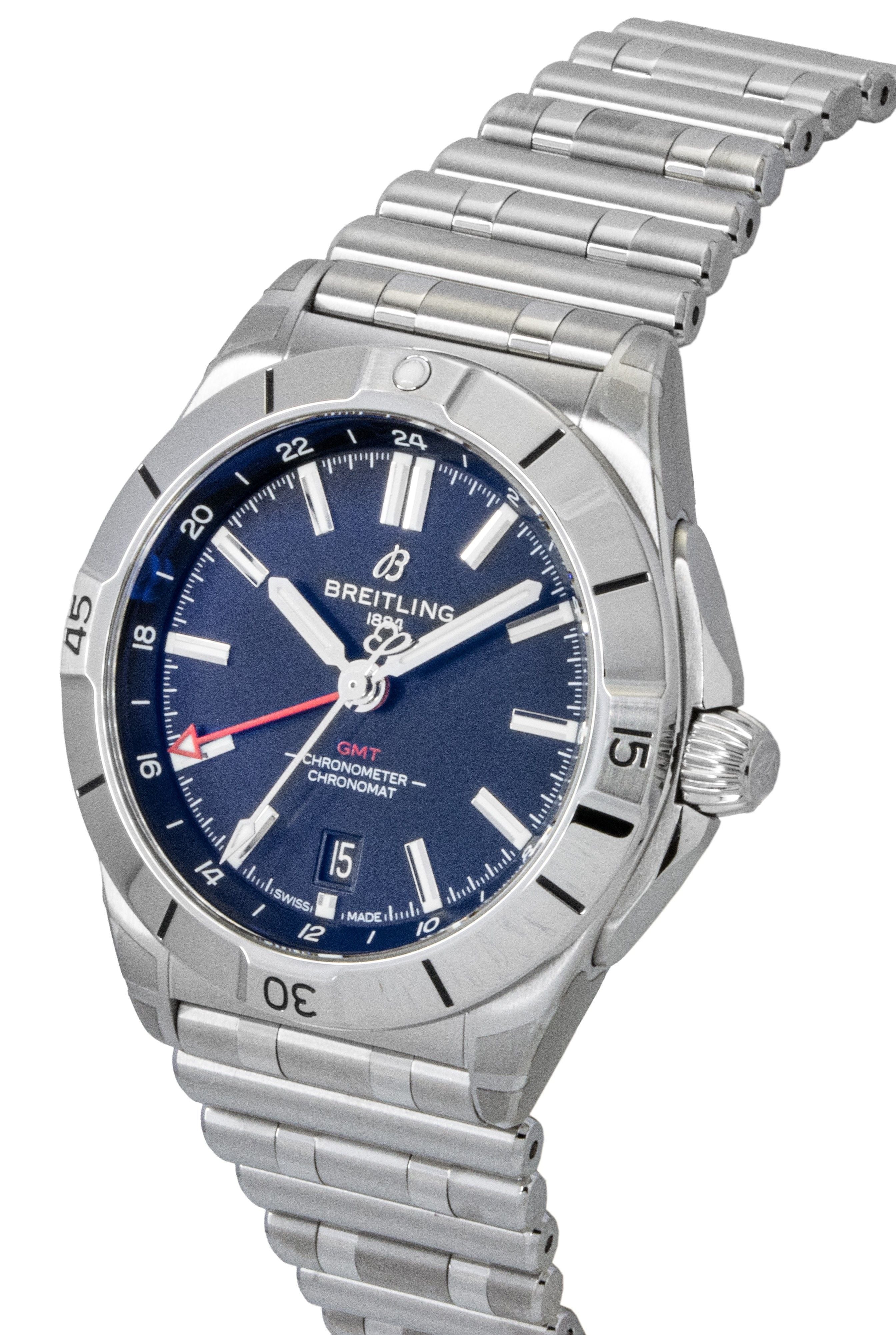 Breitling Chronomat GMT Stainless Steel Black Dial Automatic Diver's A32398101B1A1 200M Men's Watch
