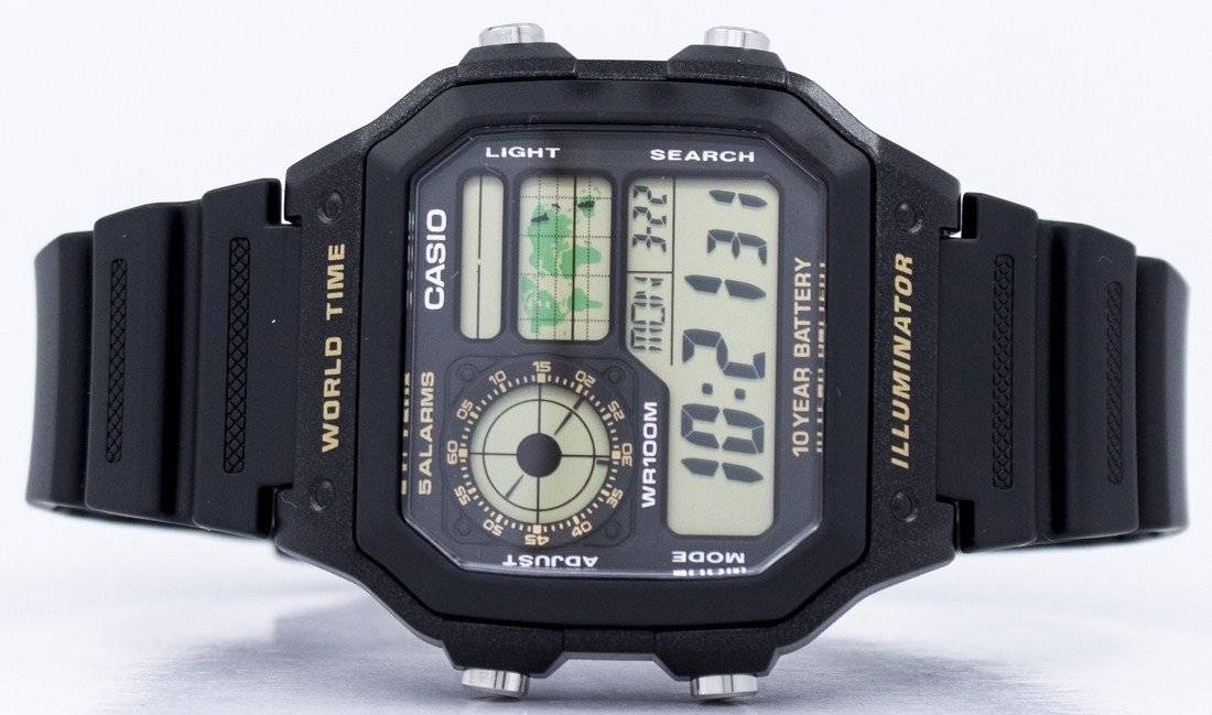 Casio Youth Series Digital World Time AE-1200WH-1BVDF AE-1200WH-1BV Men's Watch