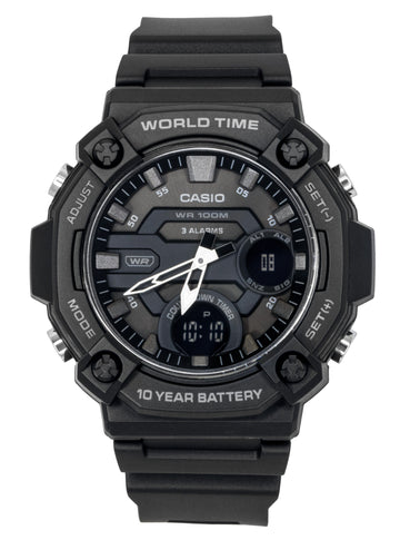 Casio Standard Analog Digital Resin Strap Grey Dial Quartz AEQ-120W-1BV 100M Men's Watch