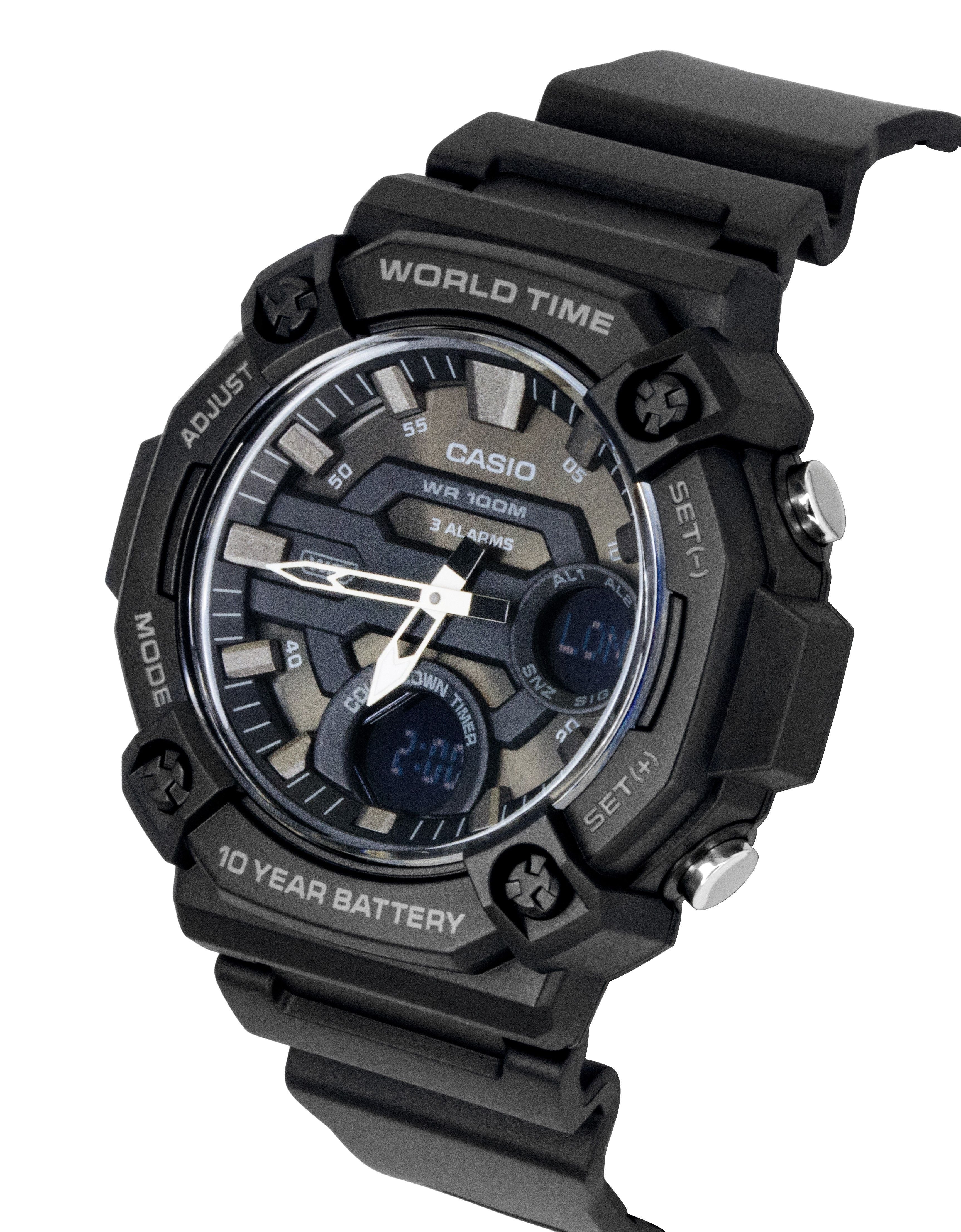 Casio Standard Analog Digital Resin Strap Grey Dial Quartz AEQ-120W-1BV 100M Men's Watch