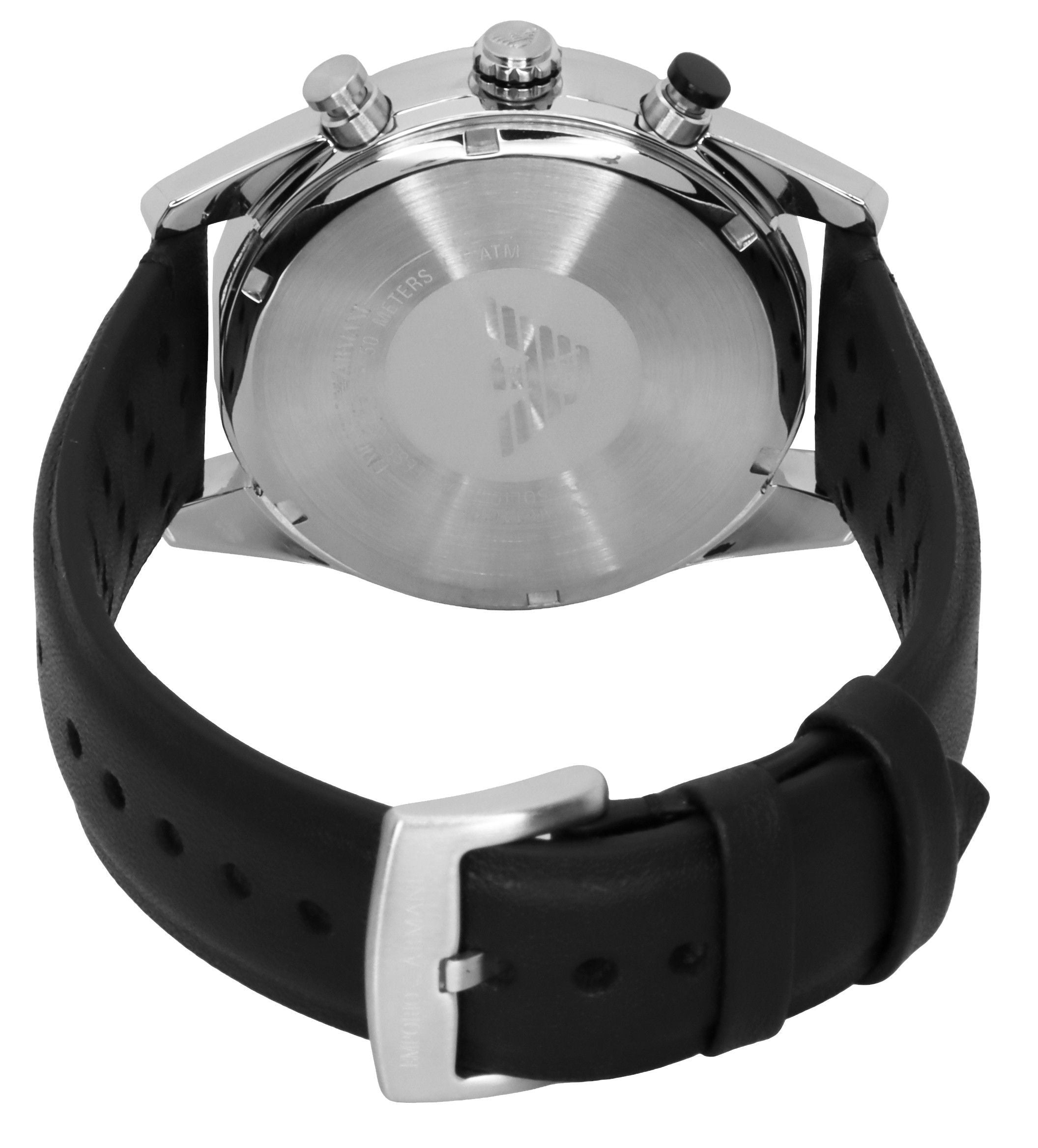Emporio Armani Chronograph Leather Strap Black Dial Quartz AR11635 Men's Watch